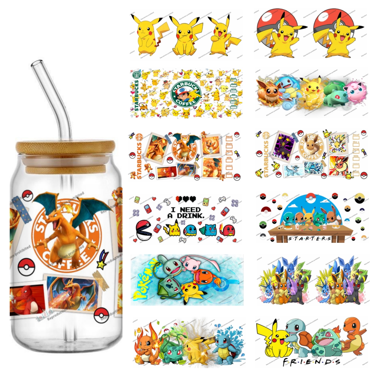 Pokemon pattern UV DTF cup wra - Rdta Tank Glass recensie en prijs