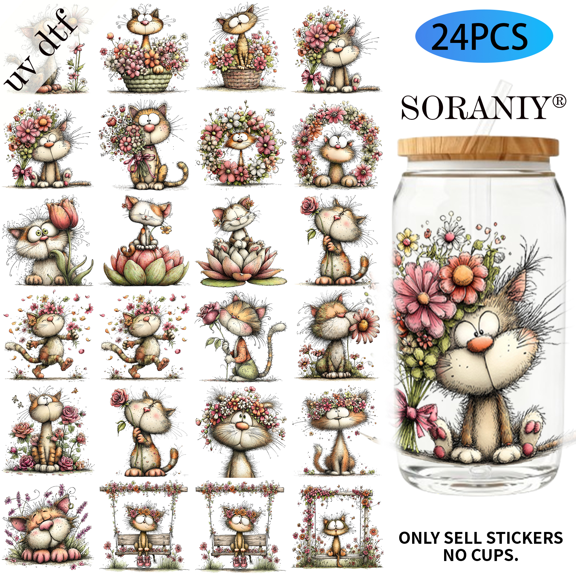 24PCS/Set Whimsical Floral Cat - Rdta Tank Glass recensie en prijs